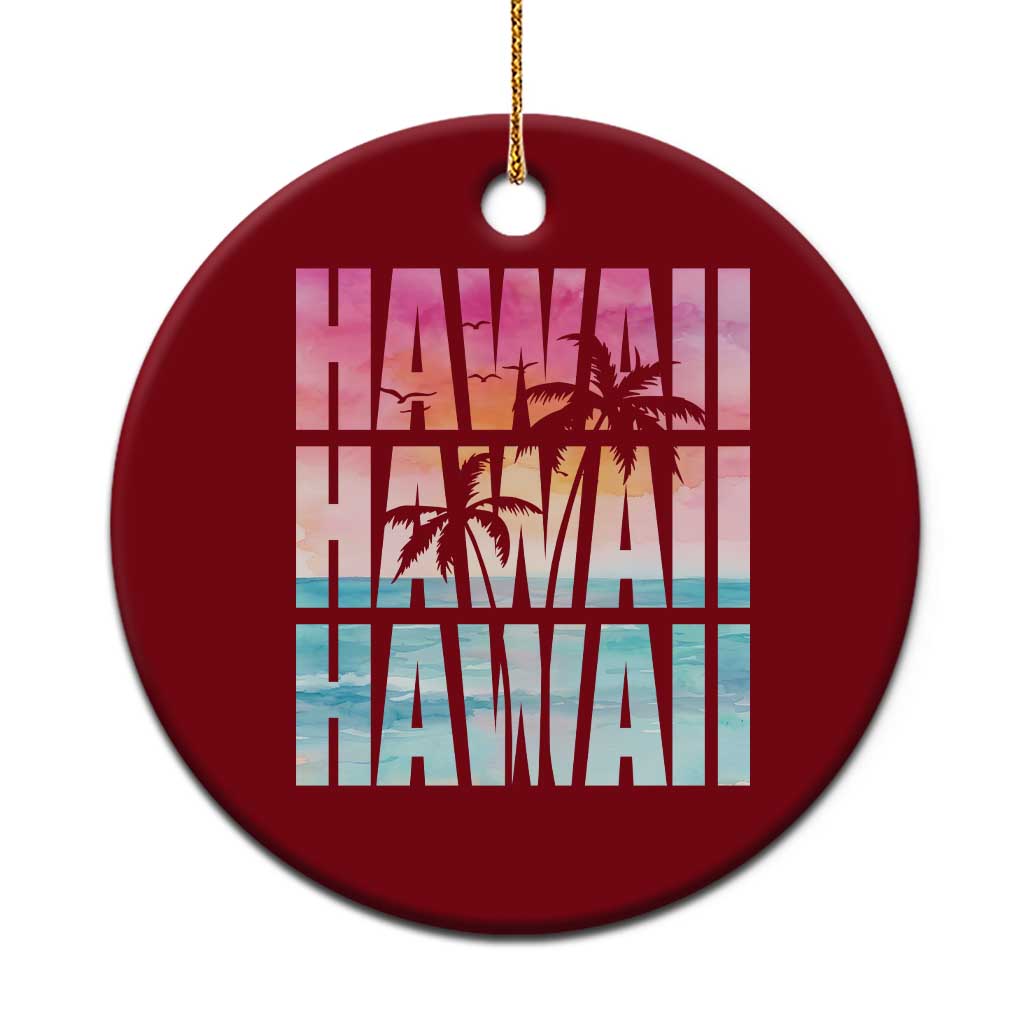 Hawaii Summer Vacation Ceramic Ornament Vintage Tropical Beach Graphic