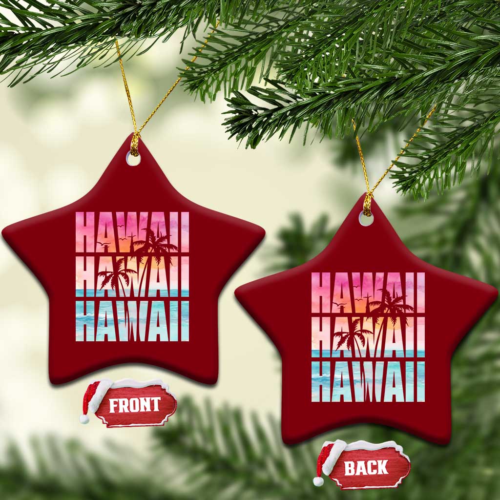 Hawaii Summer Vacation Ceramic Ornament Vintage Tropical Beach Graphic