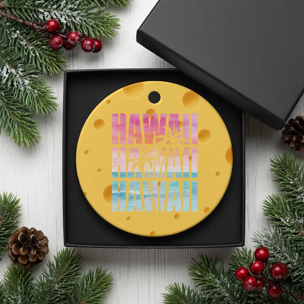 Hawaii Summer Vacation Ceramic Ornament Vintage Tropical Beach Graphic