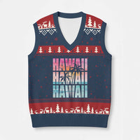 Hawaii Summer Vacation V-Neck Knit Sweater Vest Vintage Tropical Beach Graphic