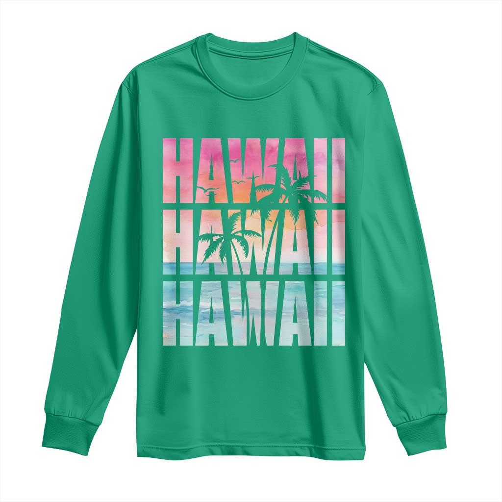 Hawaii Summer Vacation Long Sleeve Shirt Vintage Tropical Beach Graphic