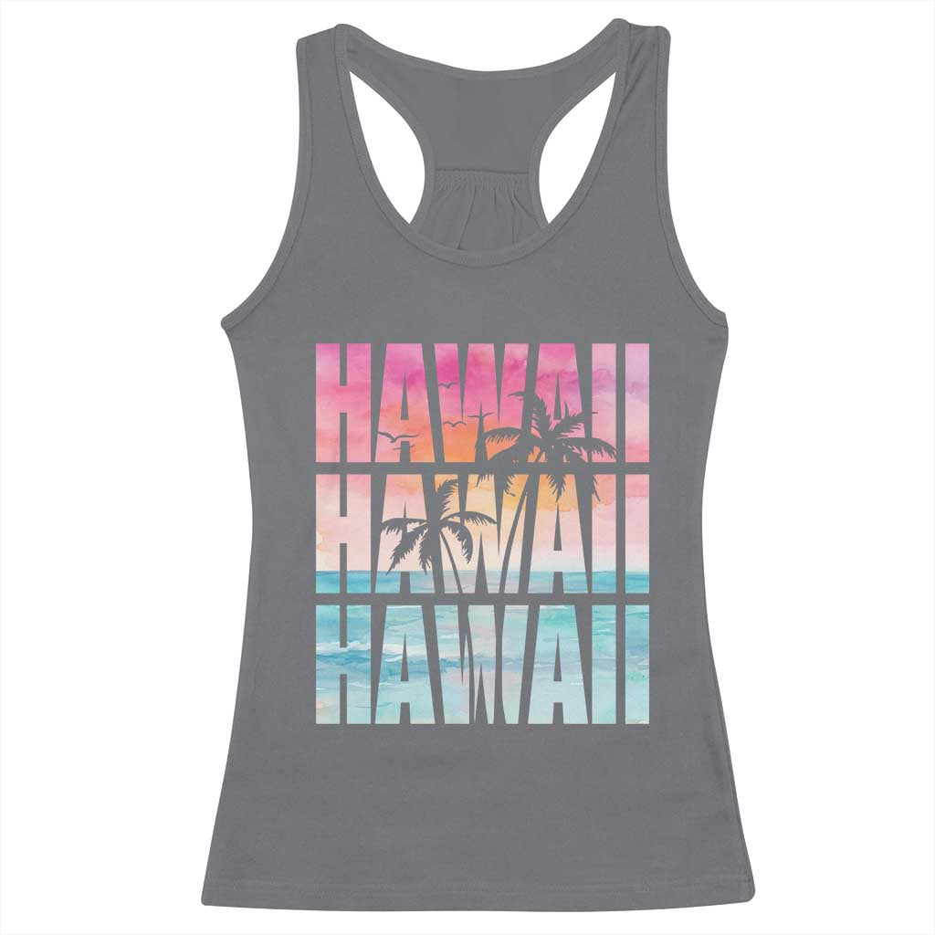 Hawaii Summer Vacation Racerback Tank Top Vintage Tropical Beach Graphic