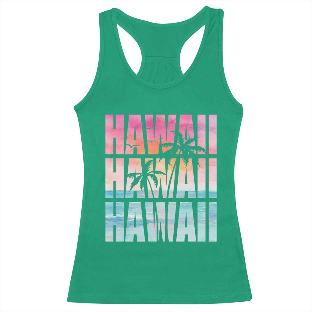 Hawaii Summer Vacation Racerback Tank Top Vintage Tropical Beach Graphic