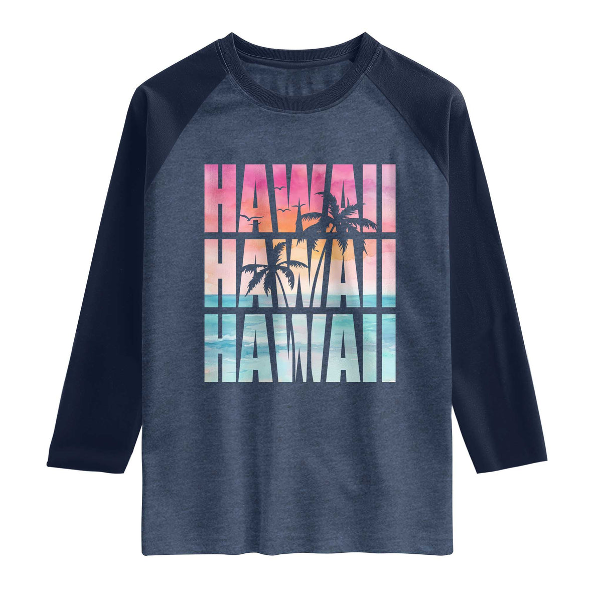 Hawaii Summer Vacation Raglan Shirt Vintage Tropical Beach Graphic