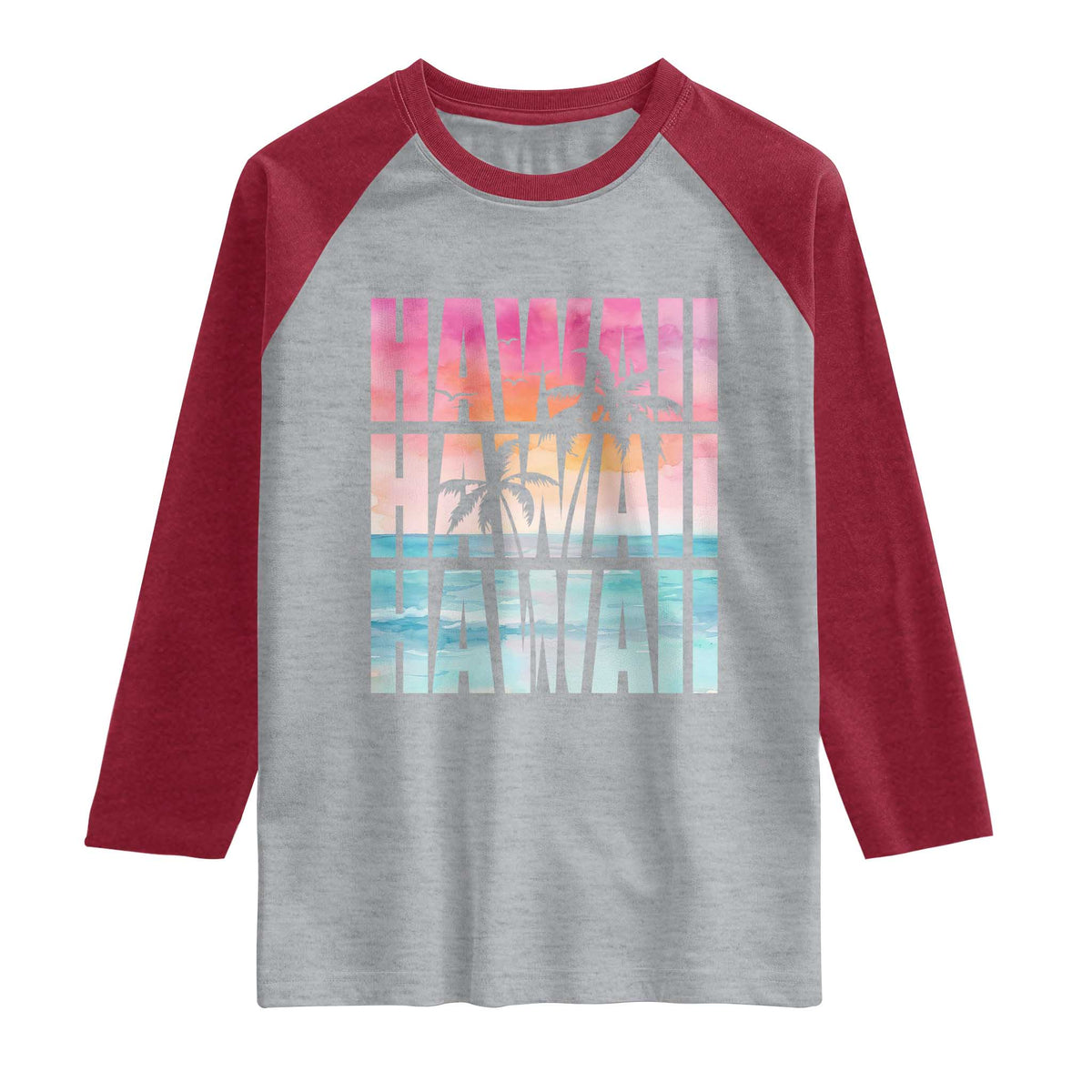 Hawaii Summer Vacation Raglan Shirt Vintage Tropical Beach Graphic
