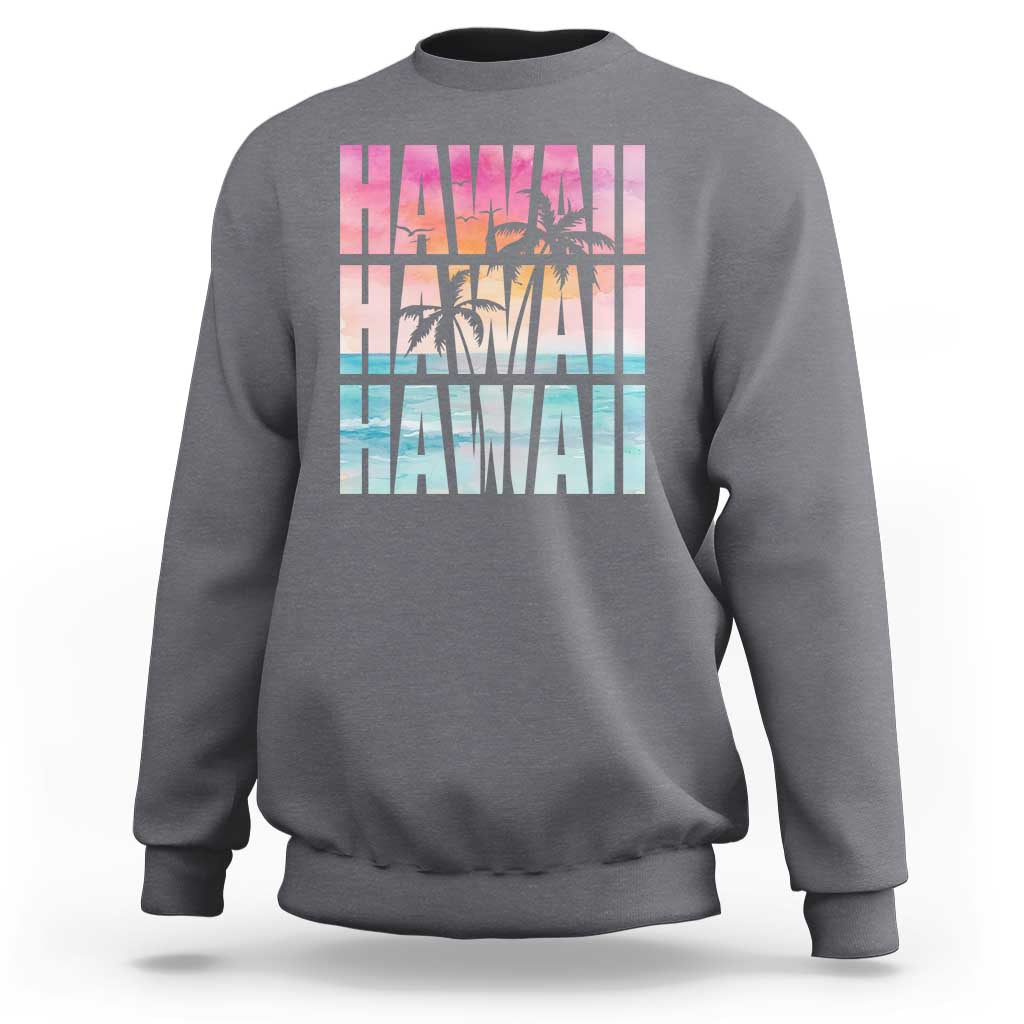 Hawaii Summer Vacation Sweatshirt Vintage Tropical Beach Graphic