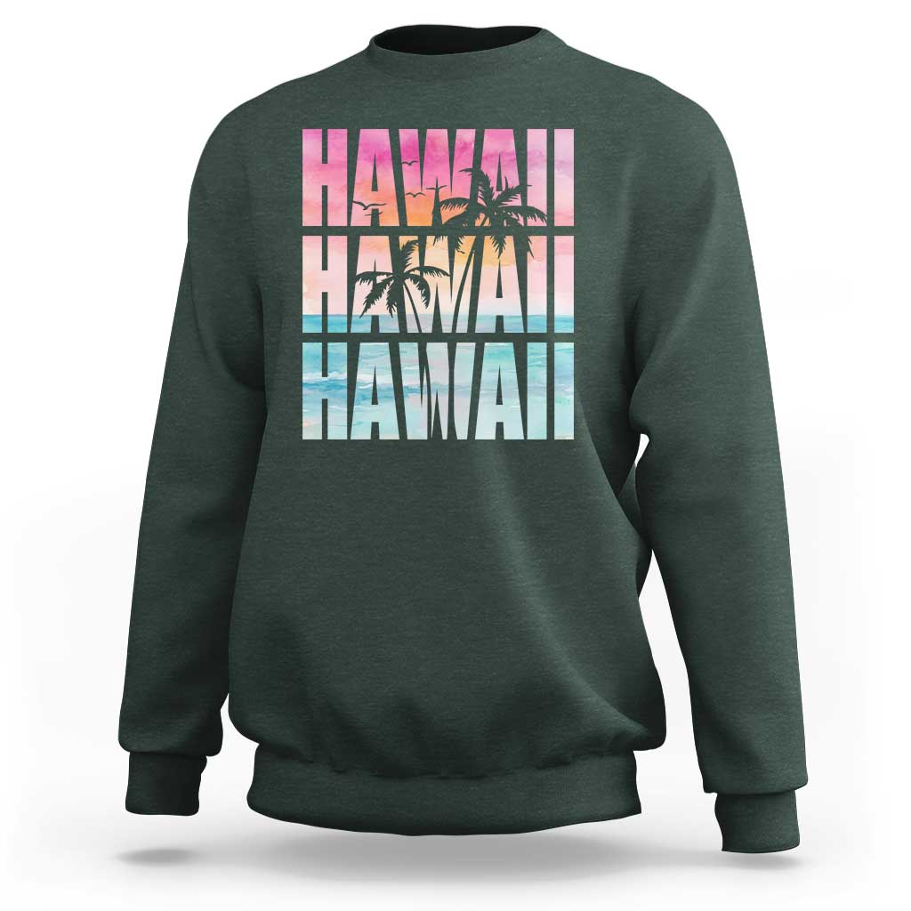 Hawaii Summer Vacation Sweatshirt Vintage Tropical Beach Graphic