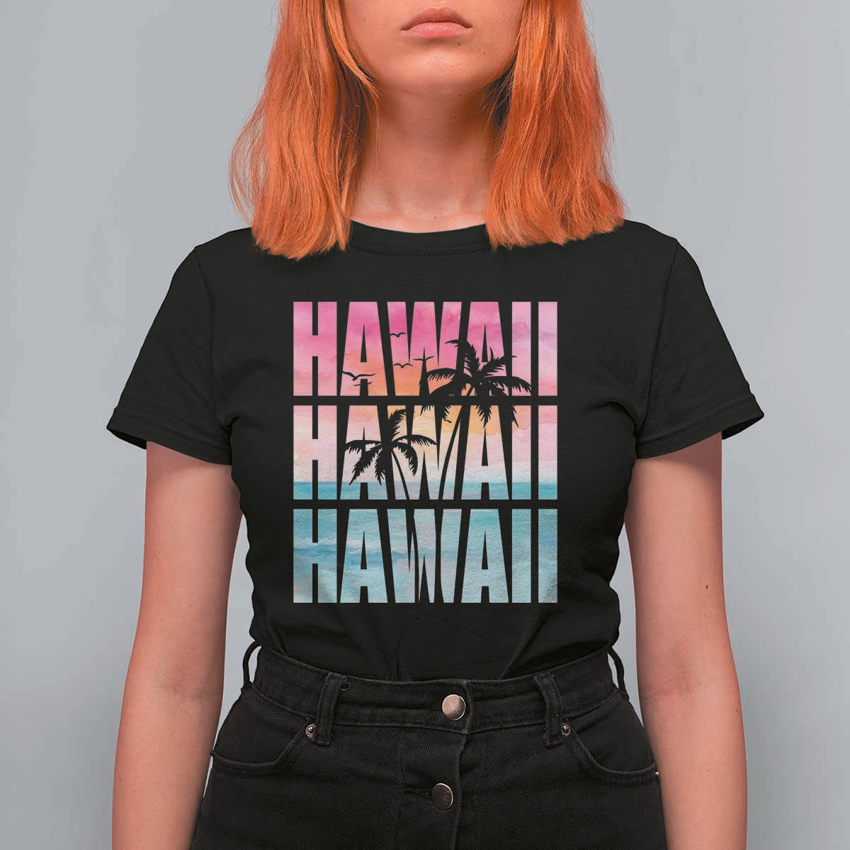 Hawaii Summer Vacation T Shirt For Women Vintage Tropical Beach Graphic