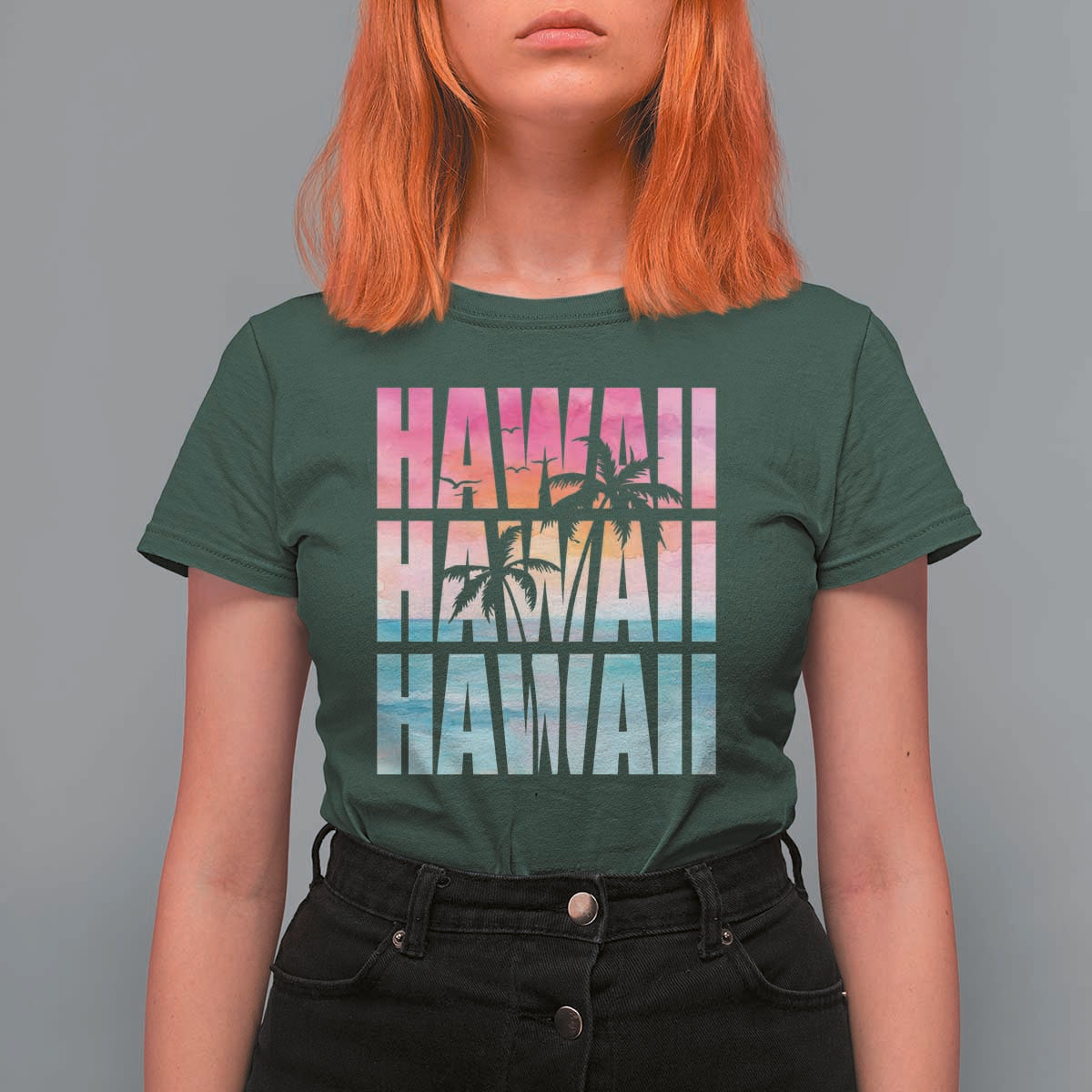 Hawaii Summer Vacation T Shirt For Women Vintage Tropical Beach Graphic