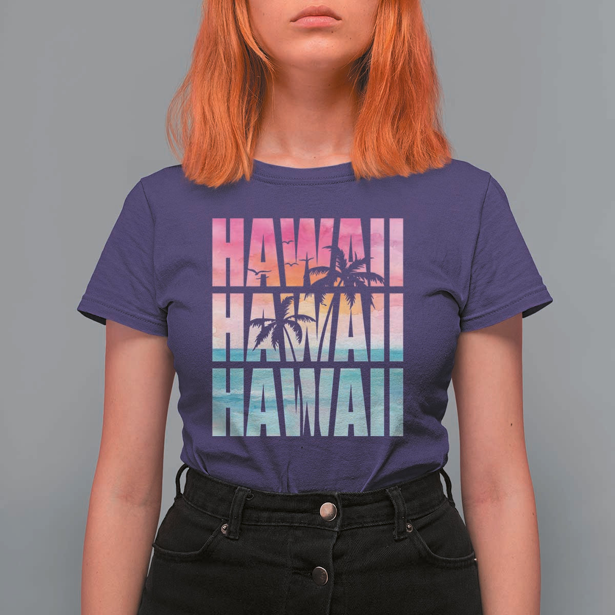 Hawaii Summer Vacation T Shirt For Women Vintage Tropical Beach Graphic