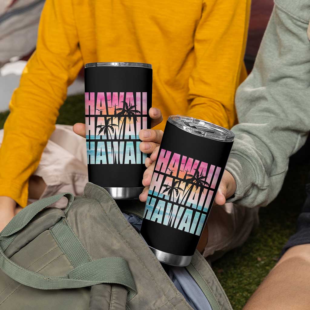 Hawaii Summer Vacation Tumbler Cup Vintage Tropical Beach Graphic