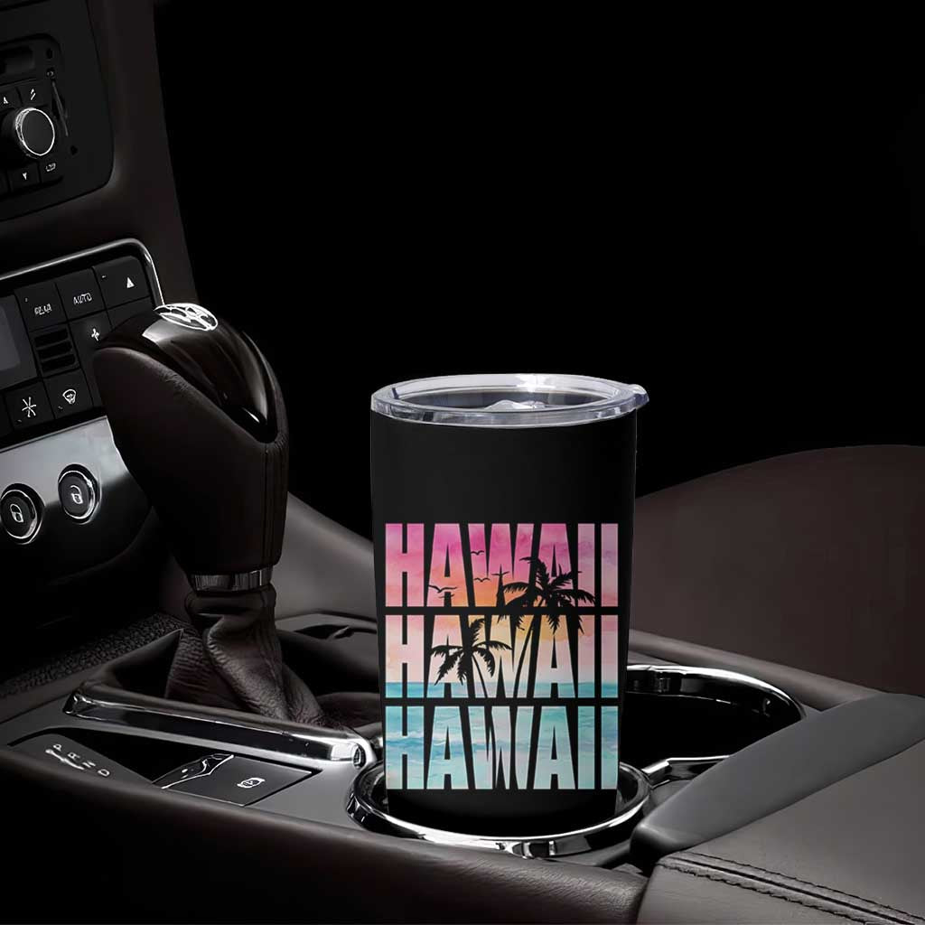 Hawaii Summer Vacation Tumbler Cup Vintage Tropical Beach Graphic