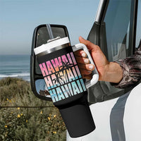 Hawaii Summer Vacation Tumbler With Handle Vintage Tropical Beach Graphic
