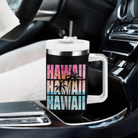 Hawaii Summer Vacation Tumbler With Handle Vintage Tropical Beach Graphic