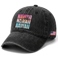 Hawaii Summer Vacation Washed Cotton Baseball Cap Vintage Tropical Beach Graphic