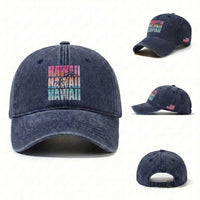 Hawaii Summer Vacation Washed Cotton Baseball Cap Vintage Tropical Beach Graphic