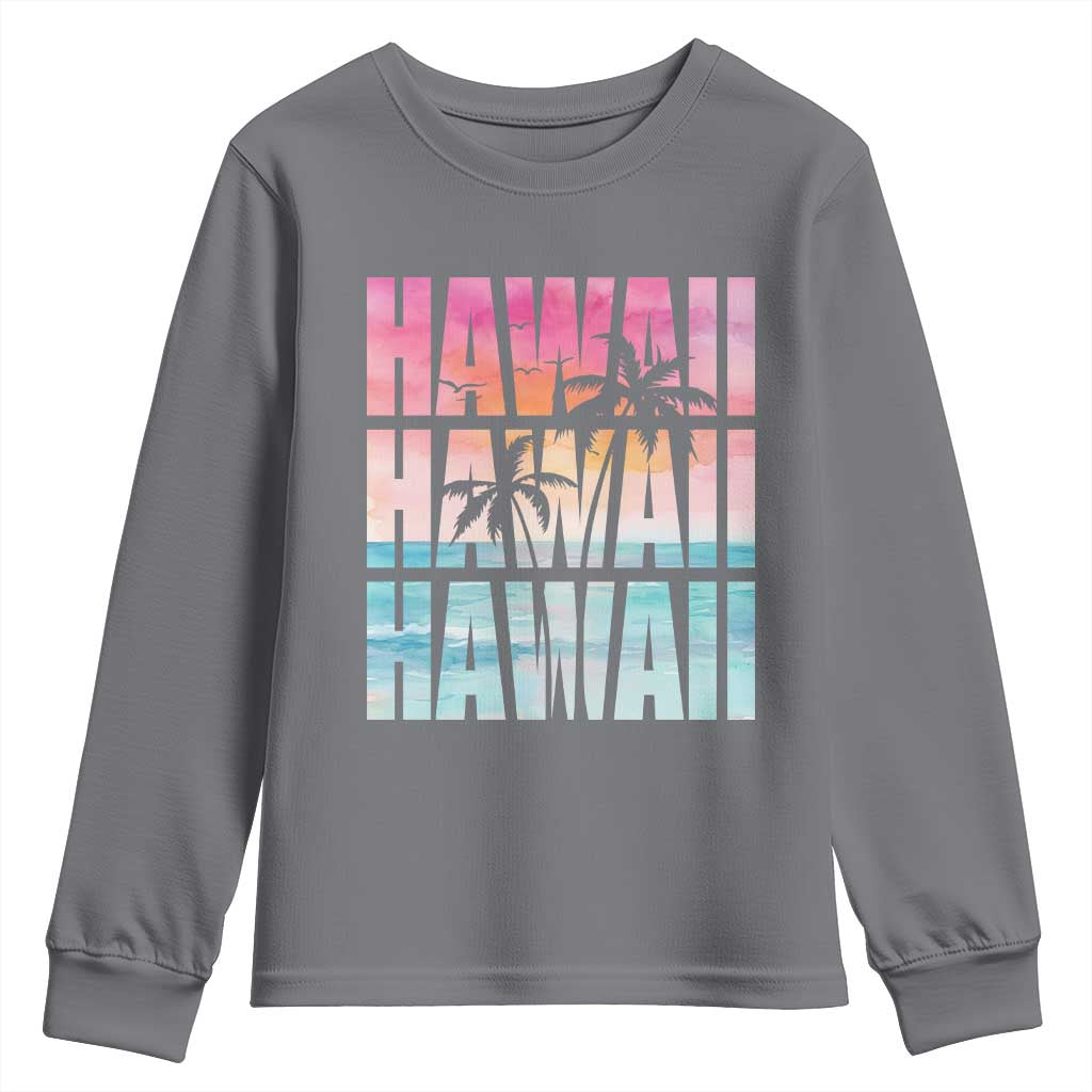 Hawaii Summer Vacation Youth Sweatshirt Vintage Tropical Beach Graphic