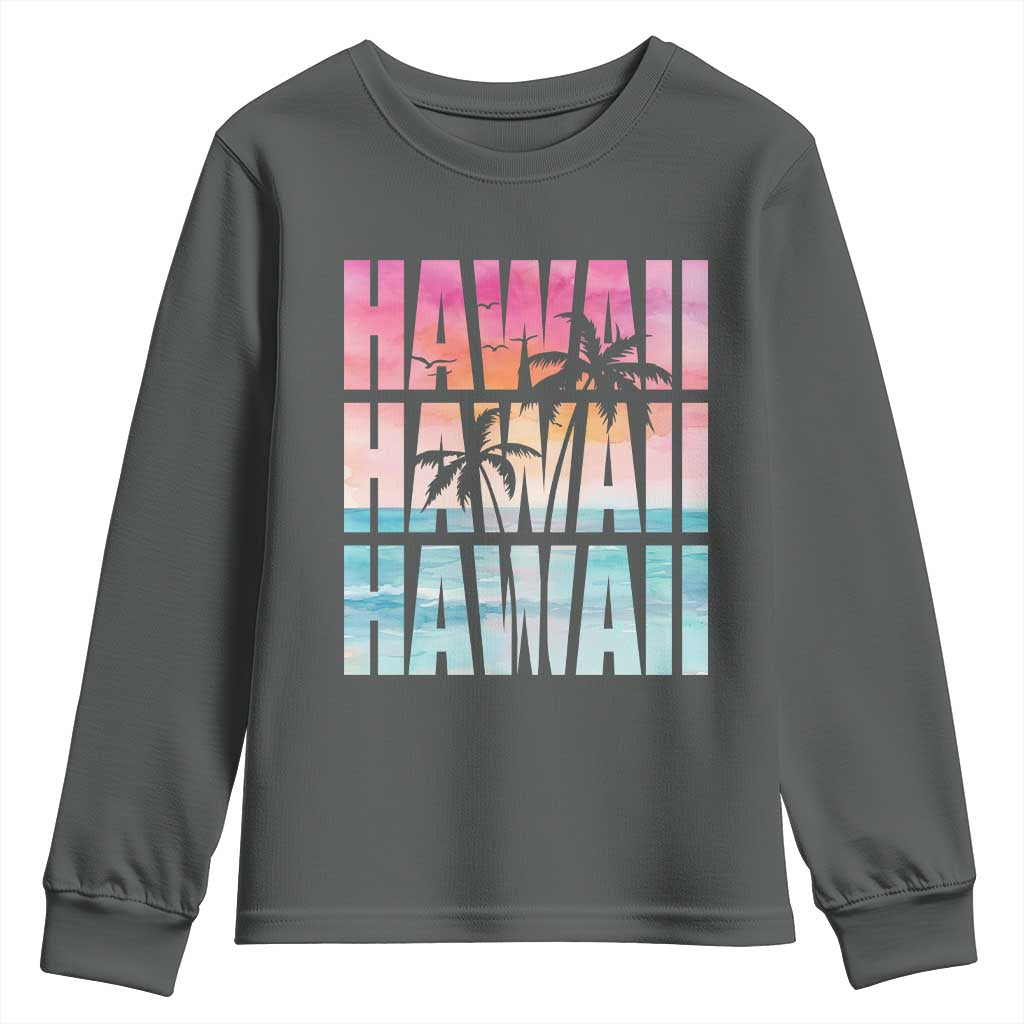 Hawaii Summer Vacation Youth Sweatshirt Vintage Tropical Beach Graphic