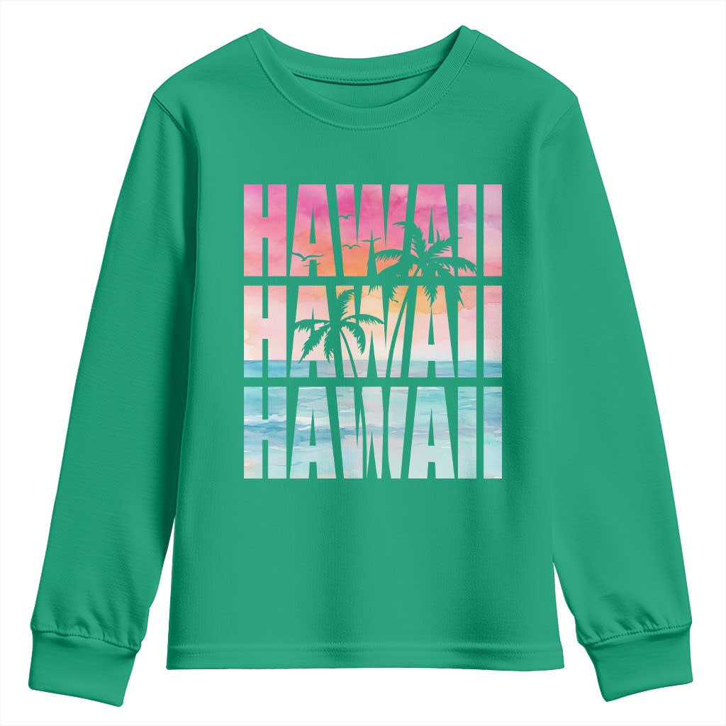 Hawaii Summer Vacation Youth Sweatshirt Vintage Tropical Beach Graphic