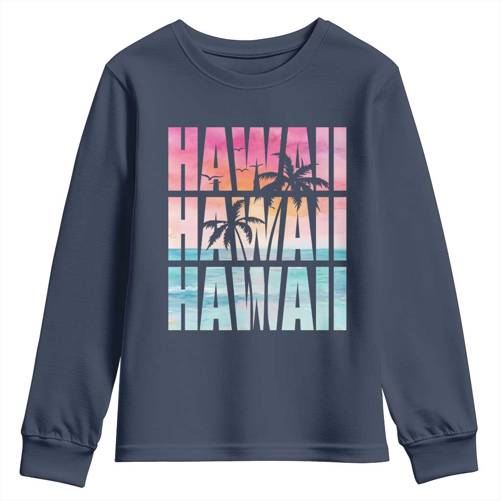 Hawaii Summer Vacation Youth Sweatshirt Vintage Tropical Beach Graphic