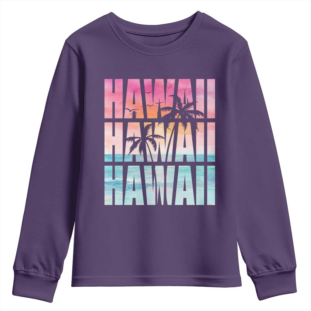 Hawaii Summer Vacation Youth Sweatshirt Vintage Tropical Beach Graphic
