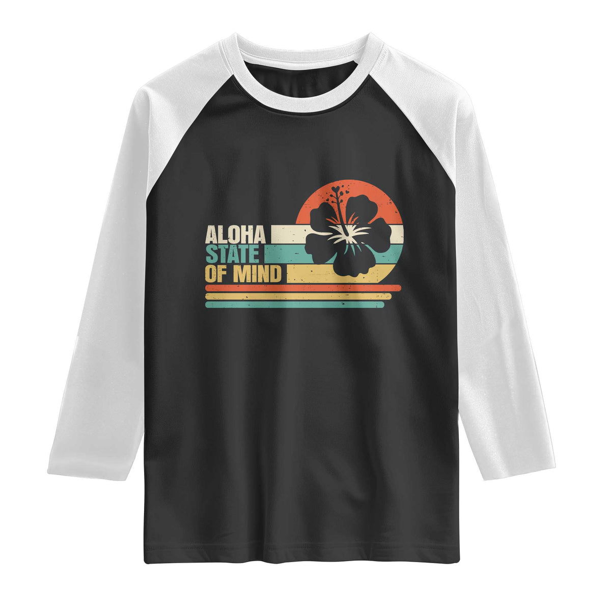 Aloha State Of Mind Raglan Shirt Tropical Hibiscus Floral