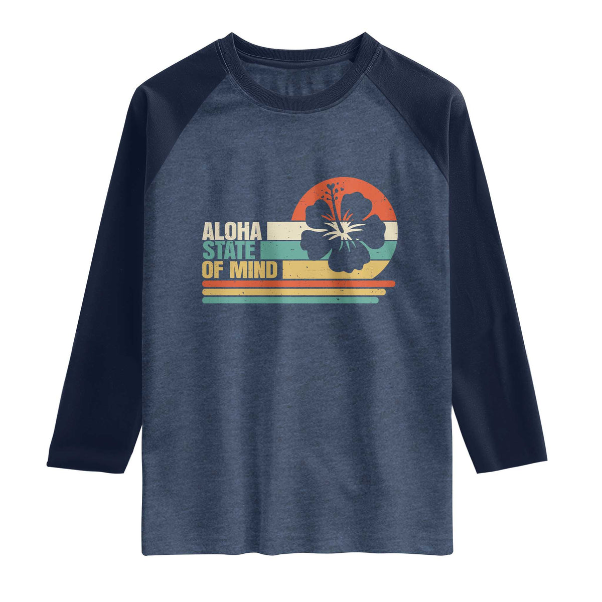 Aloha State Of Mind Raglan Shirt Tropical Hibiscus Floral