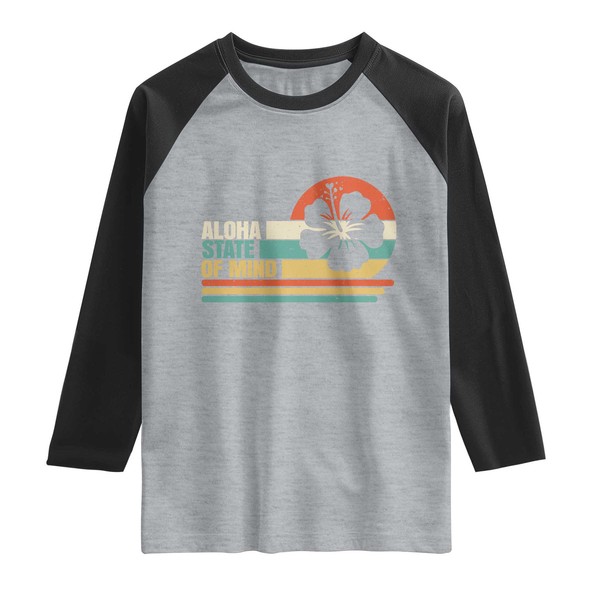 Aloha State Of Mind Raglan Shirt Tropical Hibiscus Floral