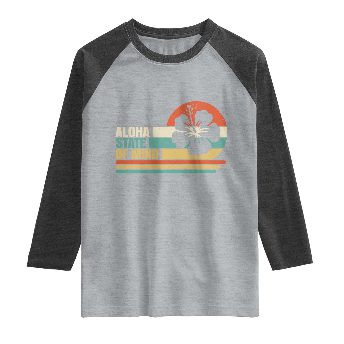 Aloha State Of Mind Raglan Shirt Tropical Hibiscus Floral