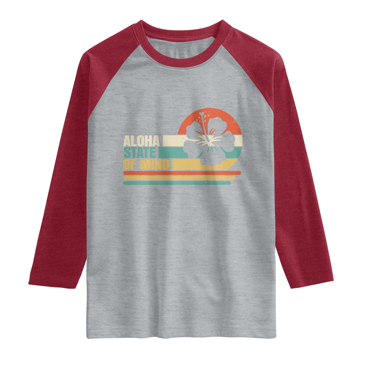 Aloha State Of Mind Raglan Shirt Tropical Hibiscus Floral