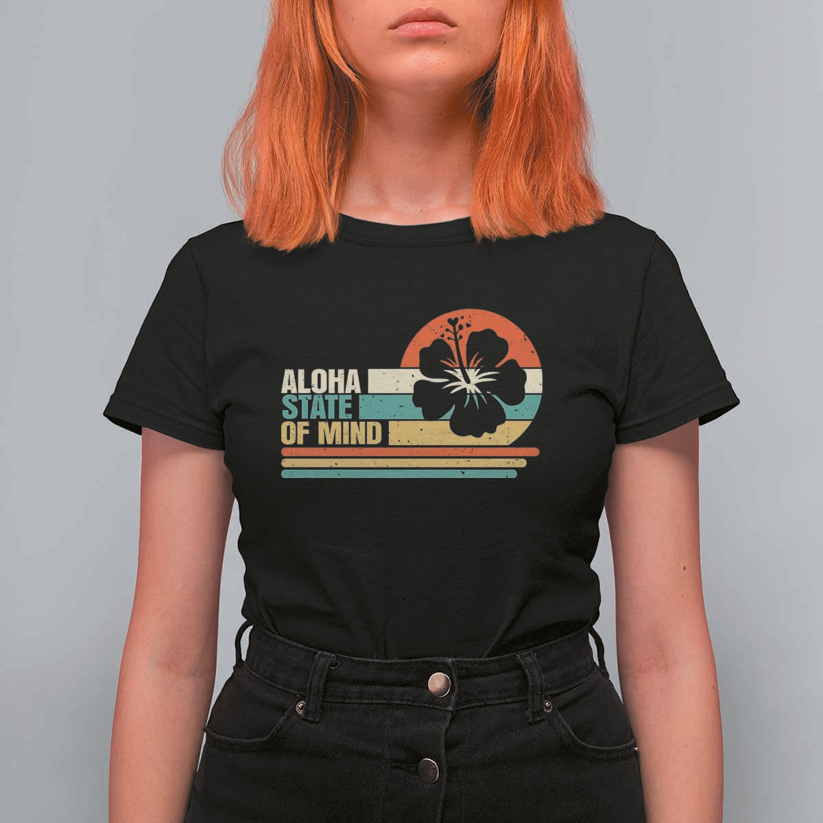 Aloha State Of Mind T Shirt For Women Tropical Hibiscus Floral