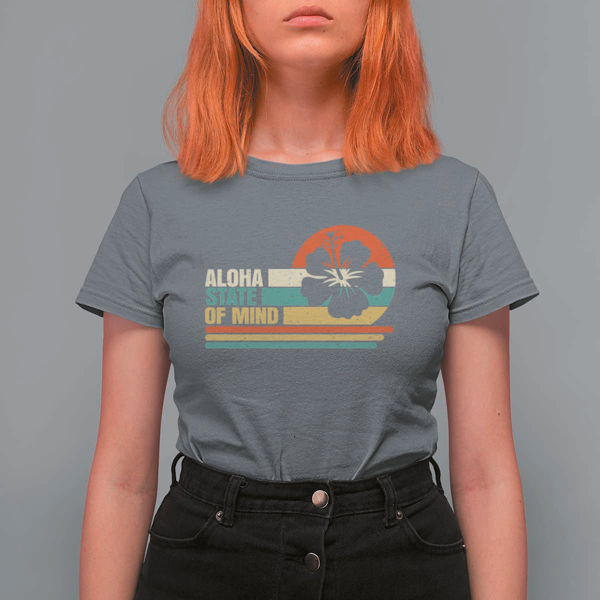 Aloha State Of Mind T Shirt For Women Tropical Hibiscus Floral