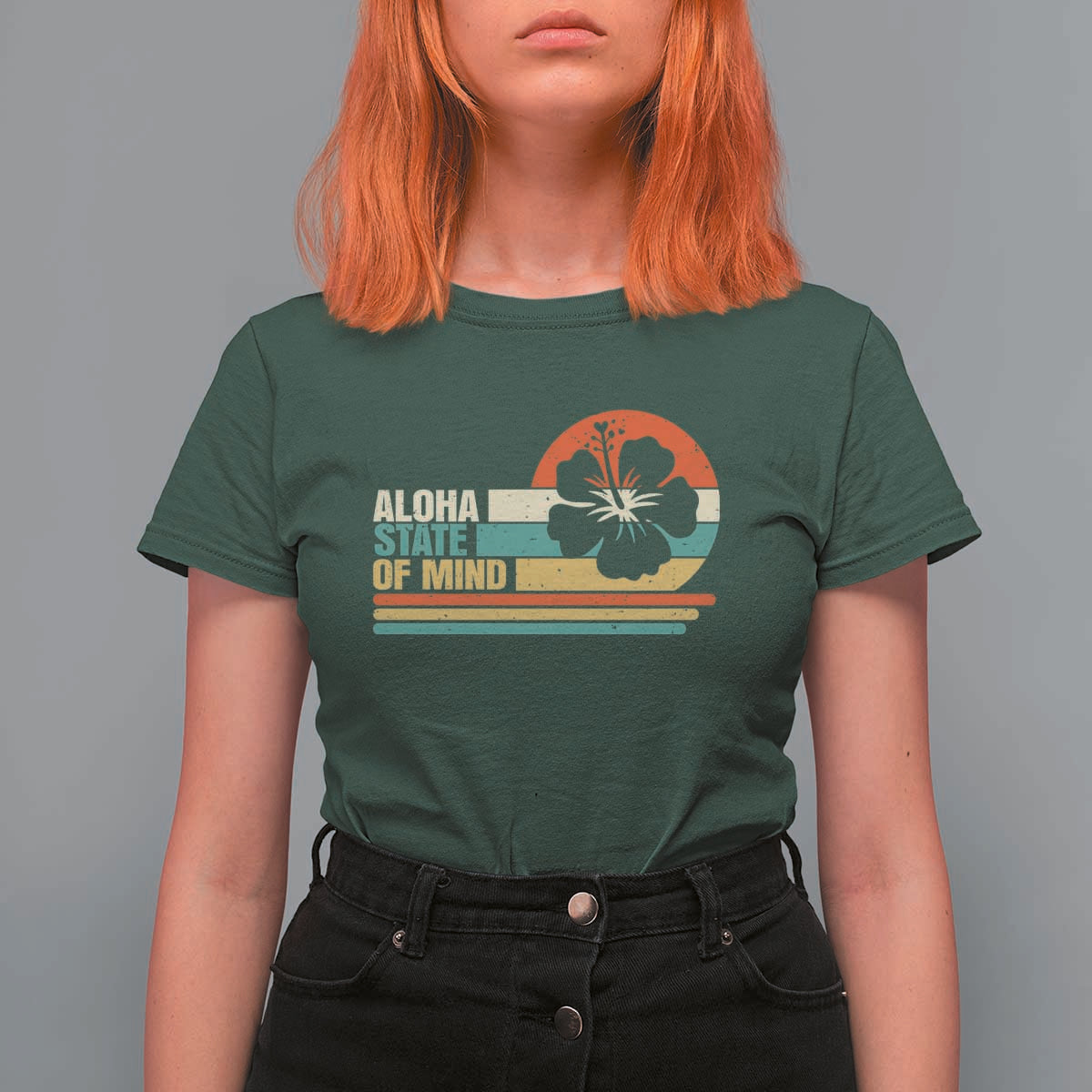 Aloha State Of Mind T Shirt For Women Tropical Hibiscus Floral