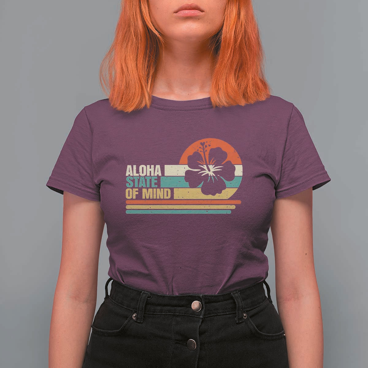 Aloha State Of Mind T Shirt For Women Tropical Hibiscus Floral