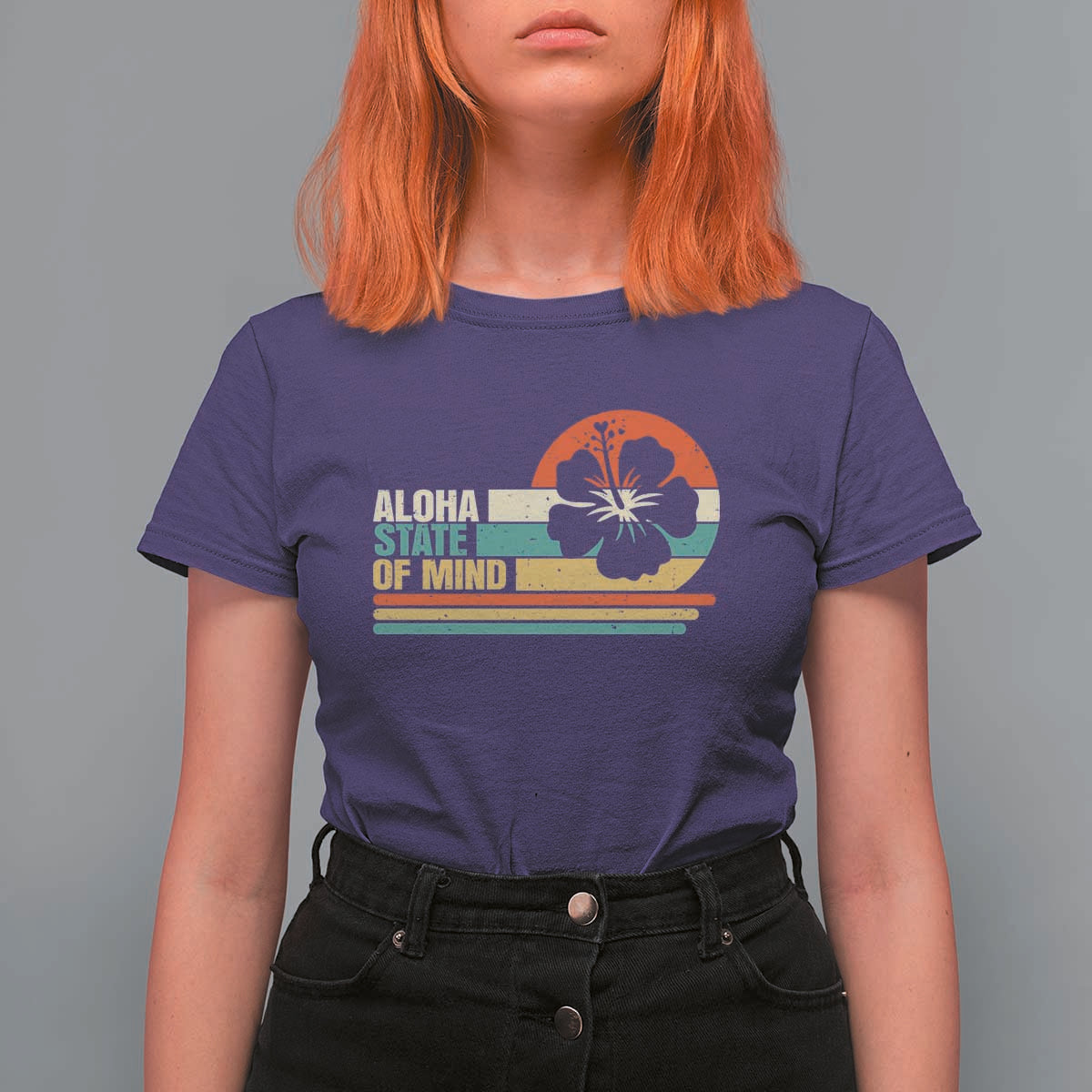 Aloha State Of Mind T Shirt For Women Tropical Hibiscus Floral