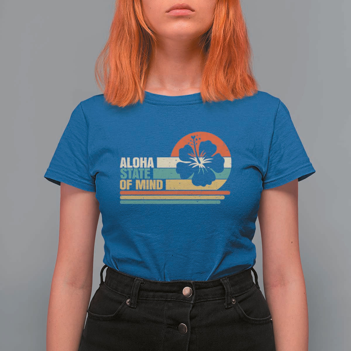 Aloha State Of Mind T Shirt For Women Tropical Hibiscus Floral