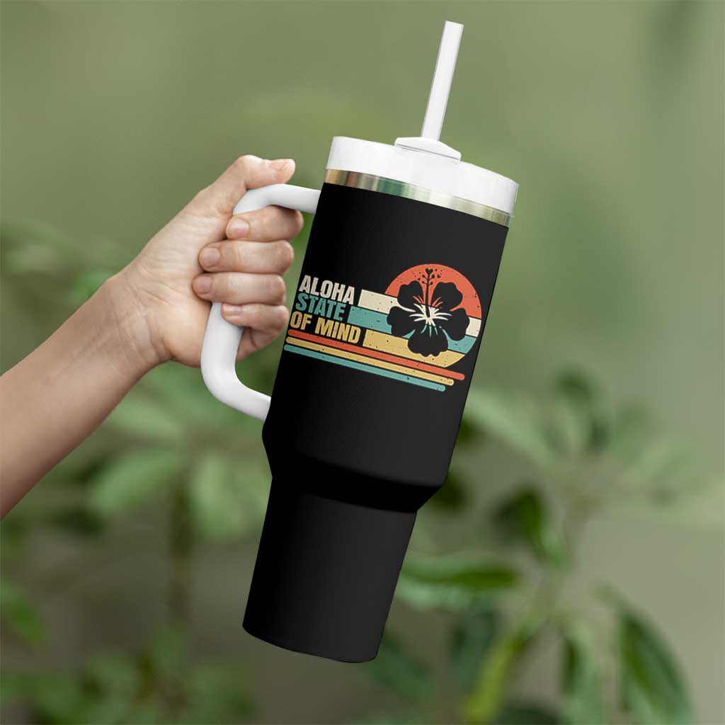 Aloha State Of Mind Tumbler With Handle Tropical Hibiscus Floral