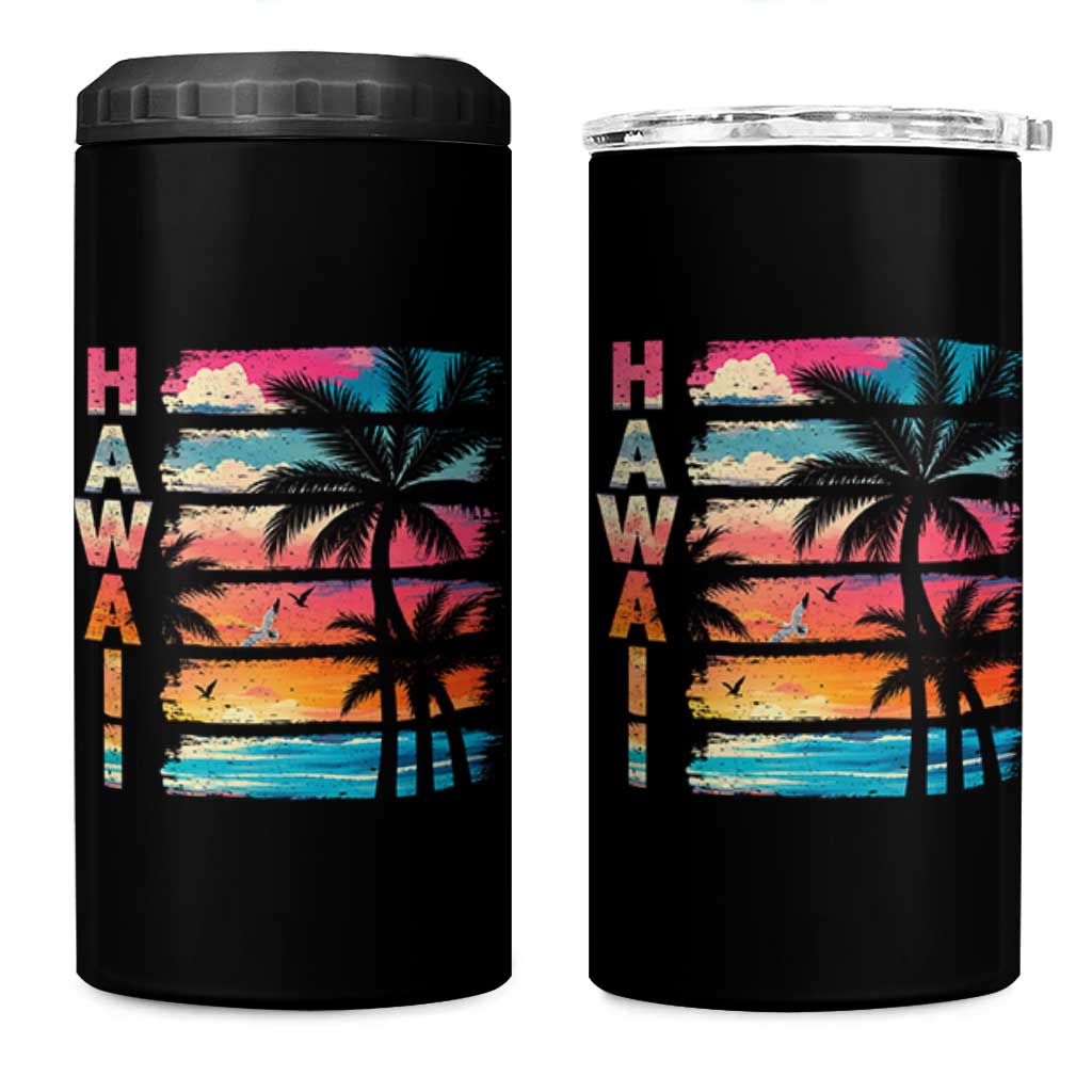 Vintage Hawaii Tropical Beach Vacation 4 in 1 Can Cooler Tumbler