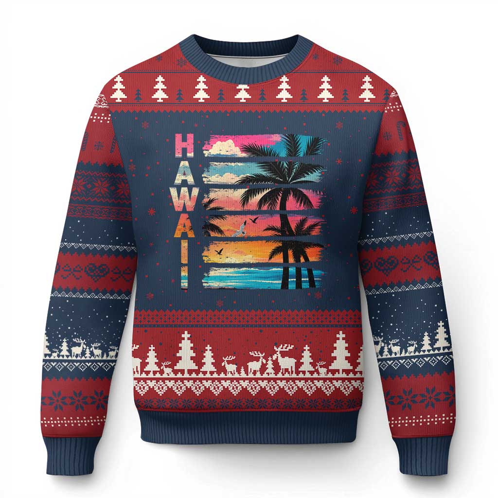 Vintage Hawaii Tropical Beach Vacation Ugly Christmas Sweater