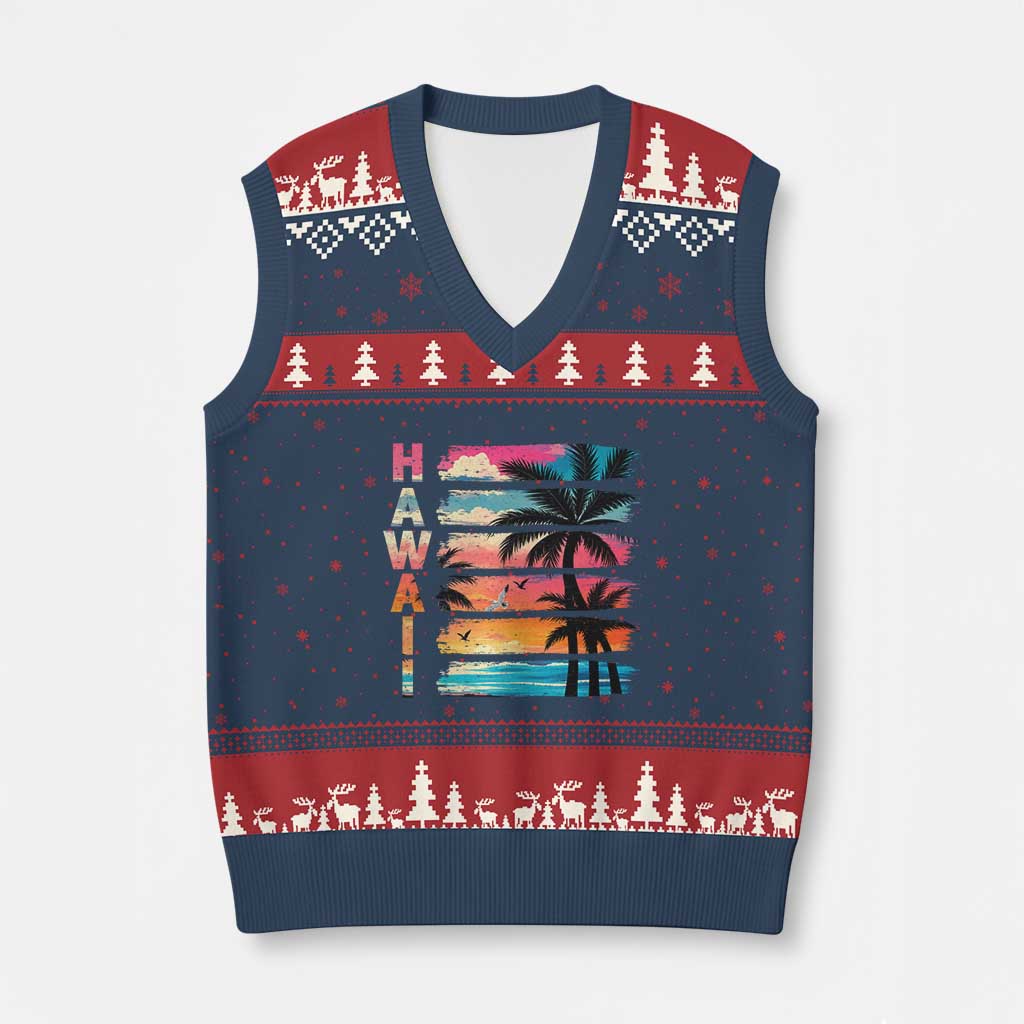 Vintage Hawaii Tropical Beach Vacation V-Neck Knit Sweater Vest