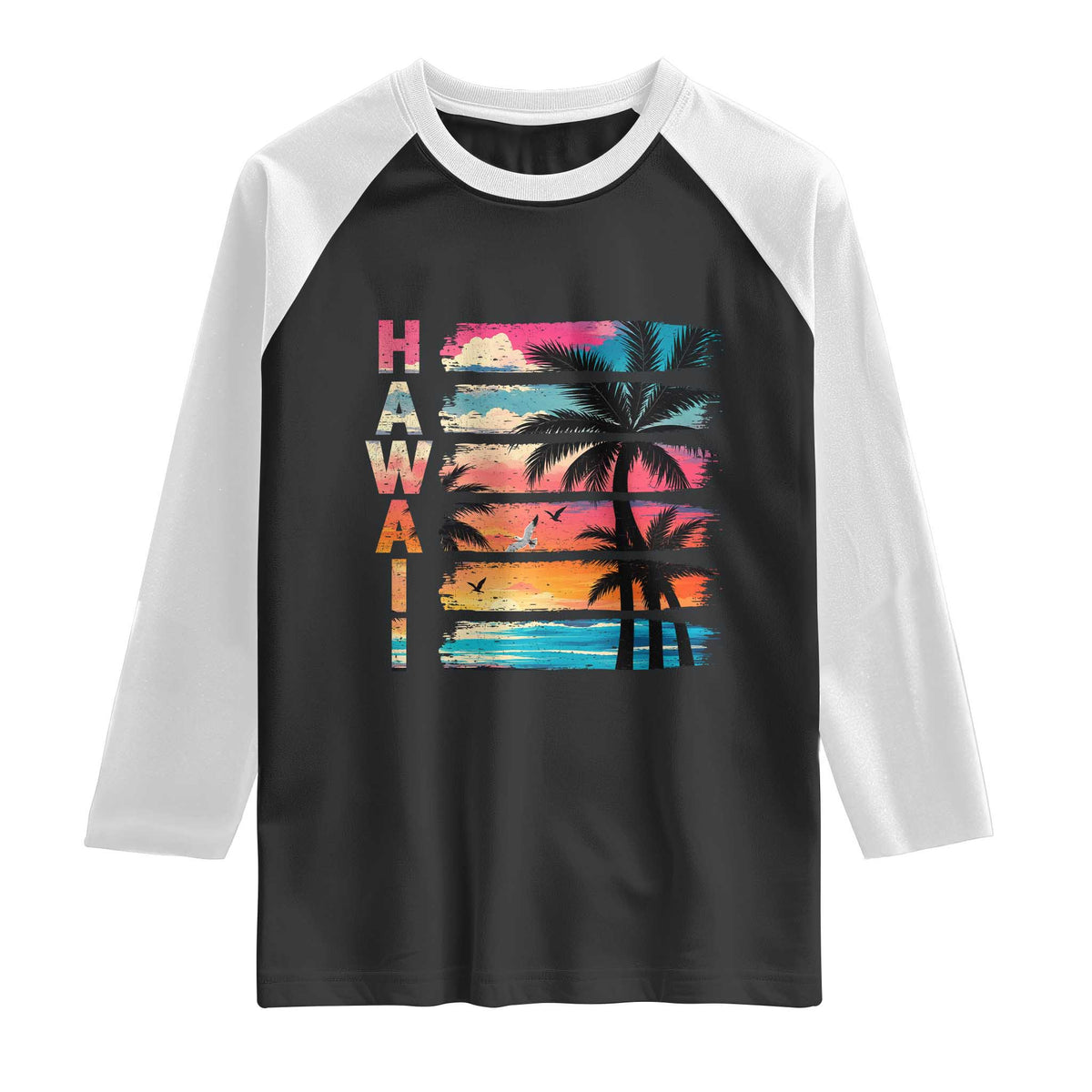 Vintage Hawaii Tropical Beach Vacation Raglan Shirt