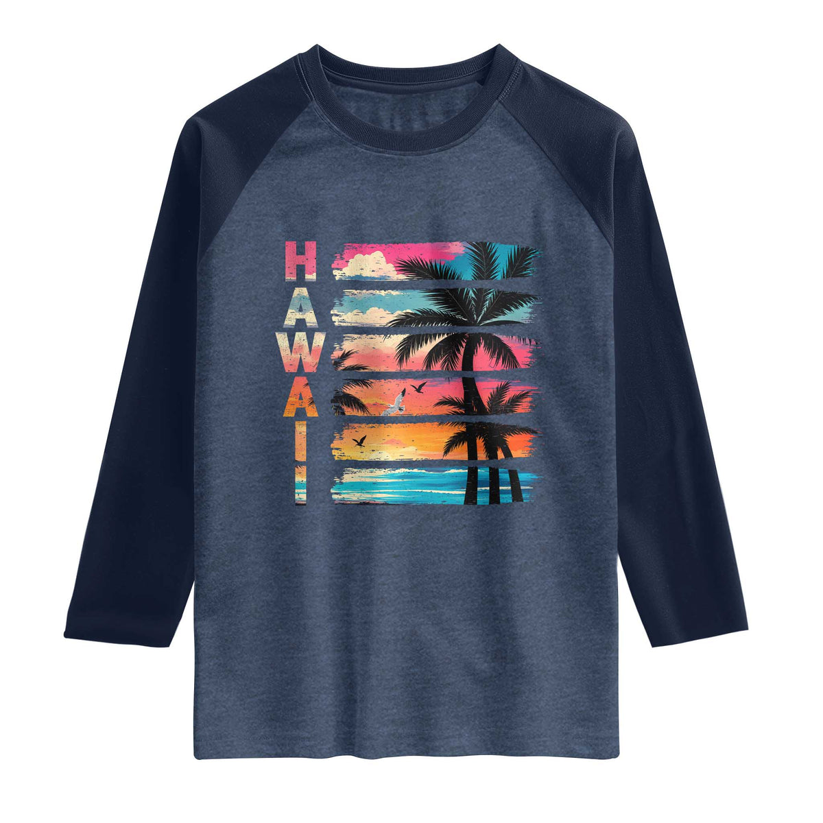 Vintage Hawaii Tropical Beach Vacation Raglan Shirt