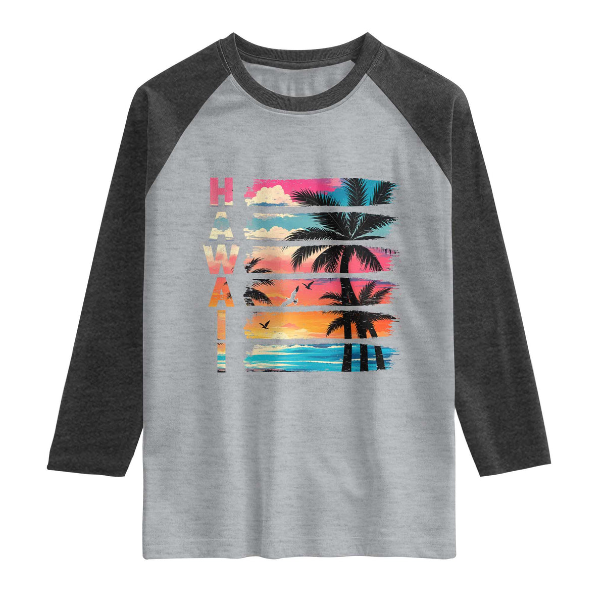 Vintage Hawaii Tropical Beach Vacation Raglan Shirt