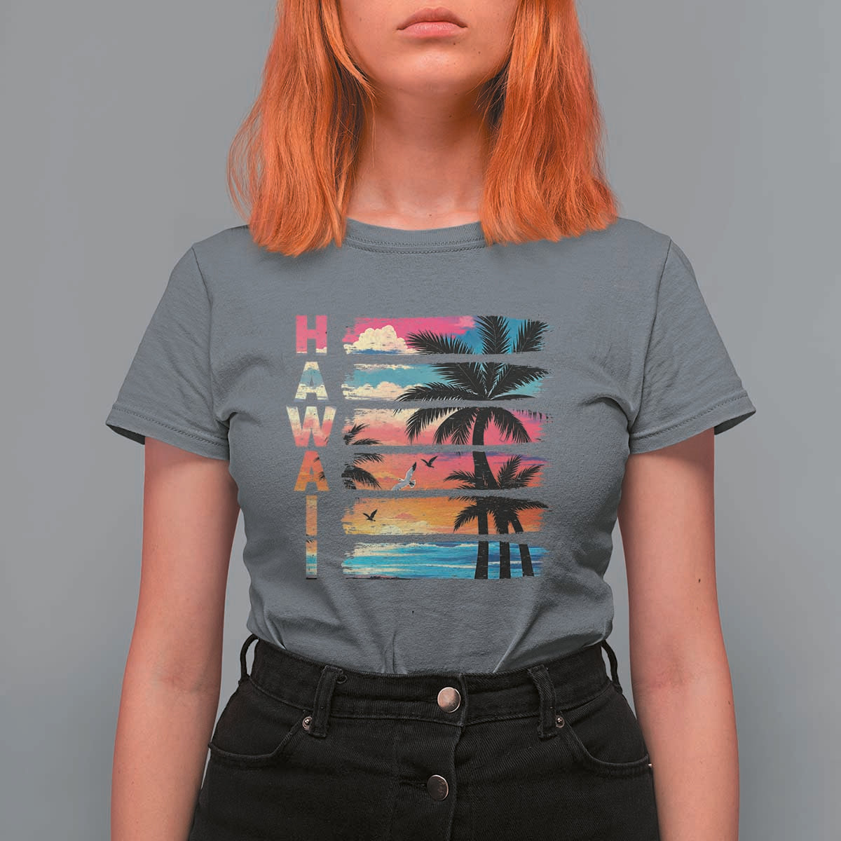 Vintage Hawaii Tropical Beach Vacation T Shirt For Women