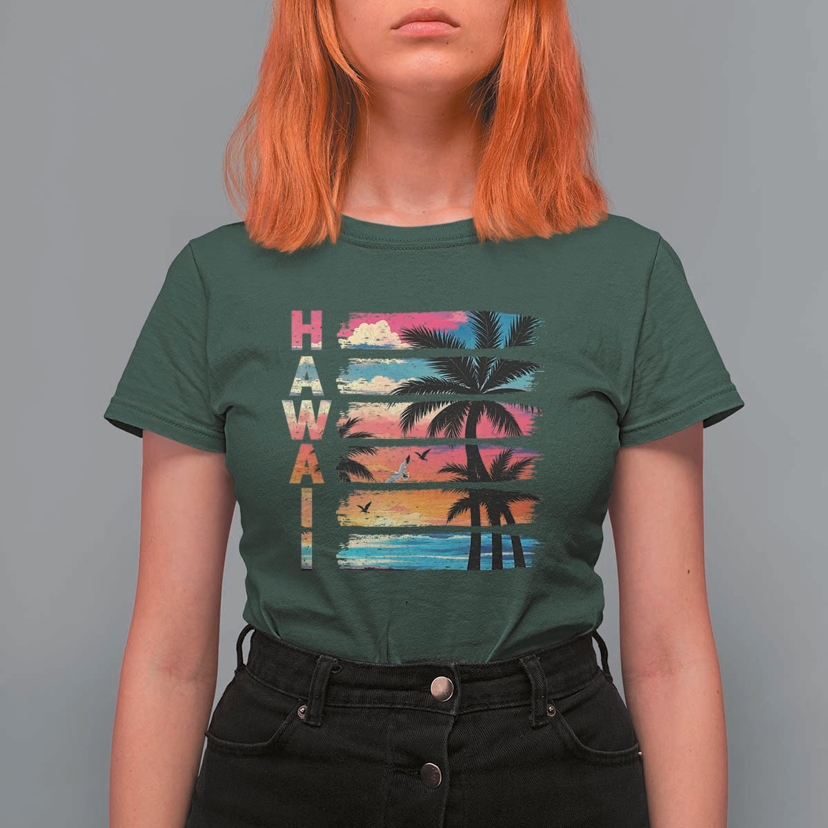 Vintage Hawaii Tropical Beach Vacation T Shirt For Women