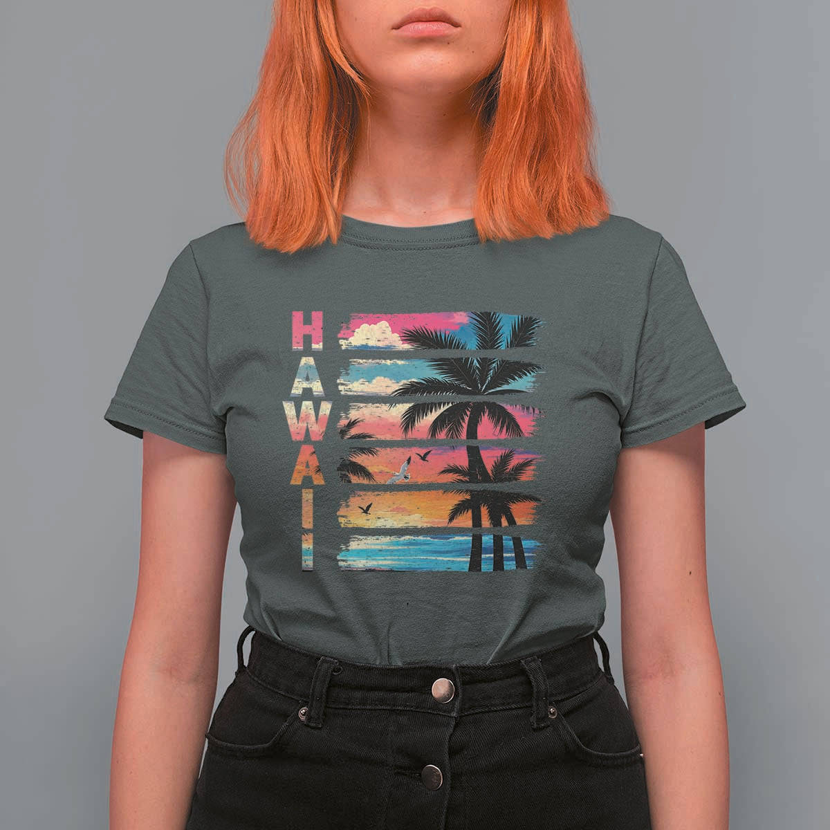 Vintage Hawaii Tropical Beach Vacation T Shirt For Women