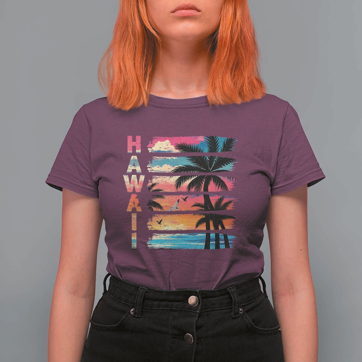 Vintage Hawaii Tropical Beach Vacation T Shirt For Women