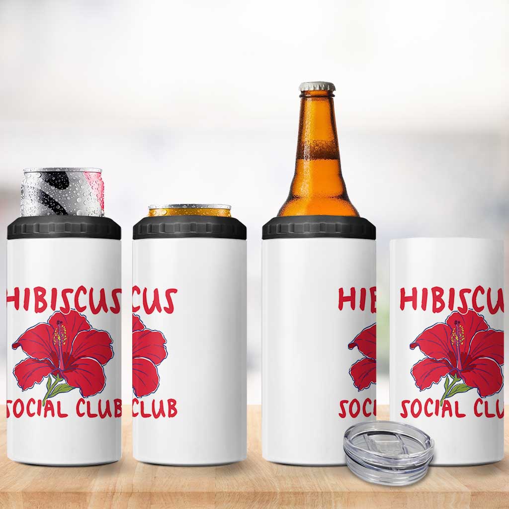 Hibiscus Flower 4 in 1 Can Cooler Tumbler Aloha Hawaii Tropical Beach Vacation