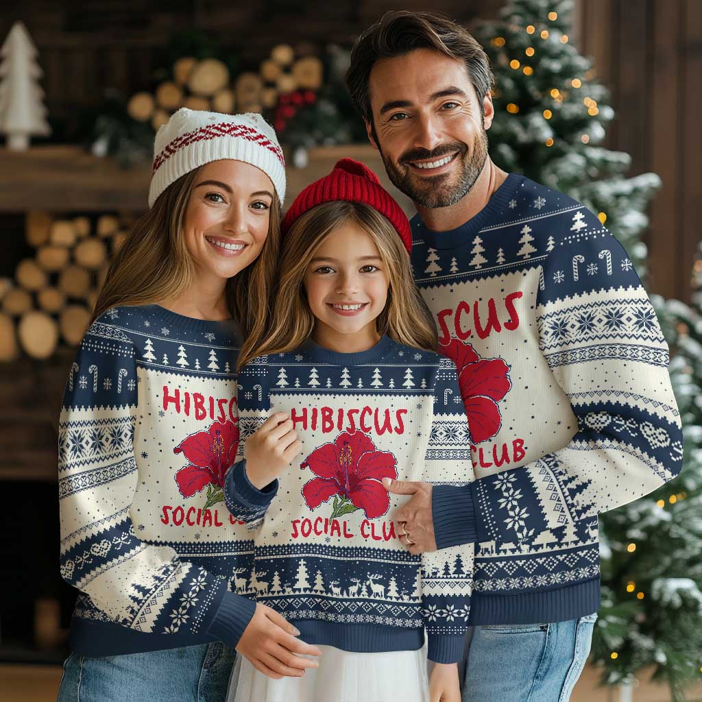 Hibiscus Flower Ugly Christmas Sweater Aloha Hawaii Tropical Beach Vacation