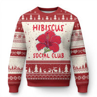 Hibiscus Flower Ugly Christmas Sweater Aloha Hawaii Tropical Beach Vacation